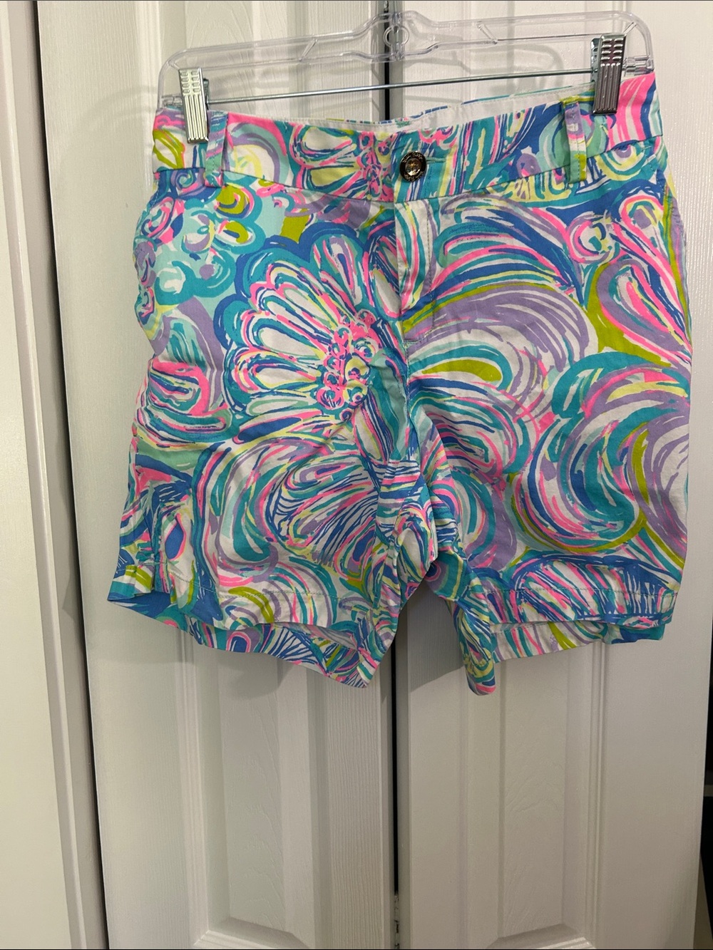 Lilly Pulitzer Bright Swirl Floral Bermuda Shorts - Pink, Teal, Purple